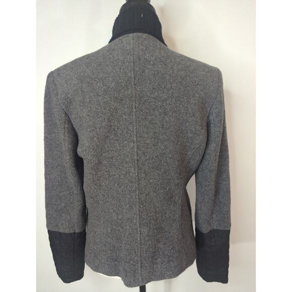 Theory Ponette Grey Wool Leather Jacket Outdoor Womens Size Medium - Picture 10 of 14